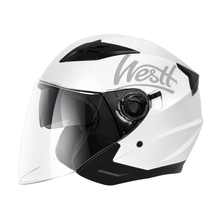 Westt Jethelm Motorradhelm mit Visier und Sonnenblende, ECE 22.06 Zertifiziert, Leichter Open-Face H