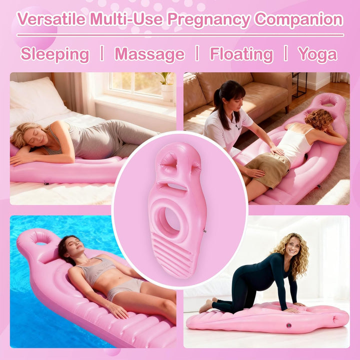 Aufblasbares Schwangerschaftskissen, perforierte PVC-Luftmatratze, Bauchliegematte, Ganzkörper-Schwa