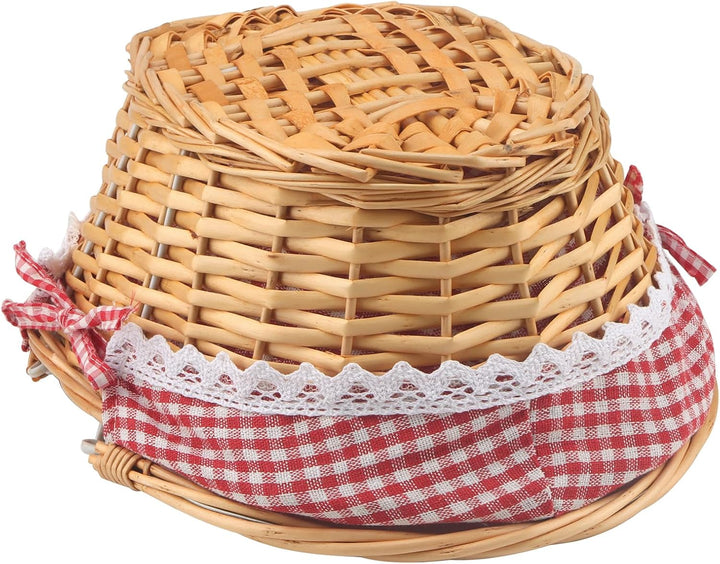 MUKCHAP 2 Stück Picknickkorb aus Weide, Picknickkorb Oval mit Klappbarem Griff, Picknickkorb Gewebt