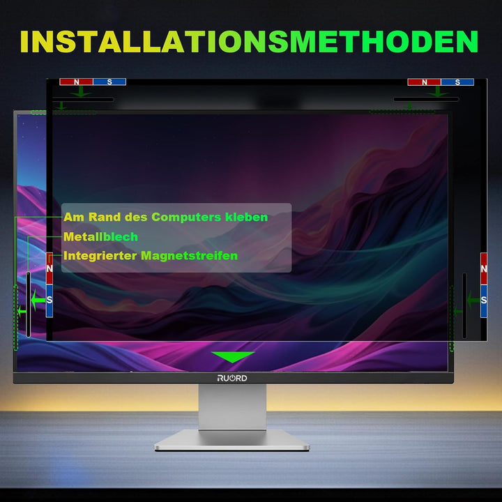 Magnetischer Sichtschutzfolie für 28 Zoll 16:9 Monitor | Blaulichtfilter &amp; Blendschutz,Abnehmbar Bli