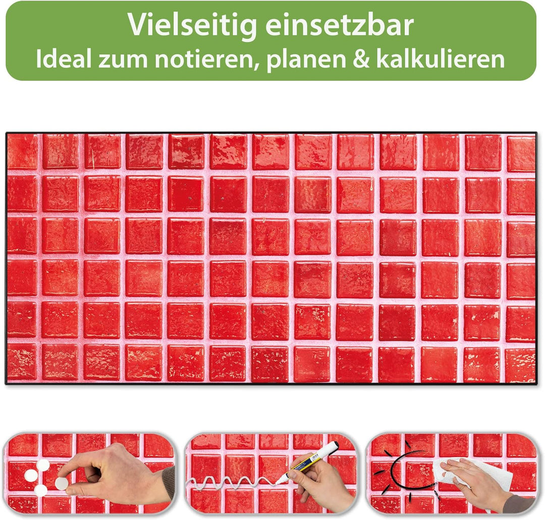 banjado Magnettafel schwarz 78 x 37cm / Magnetwand Metall/Magnetpinnwand als Memoboard/Pinnwand Magn