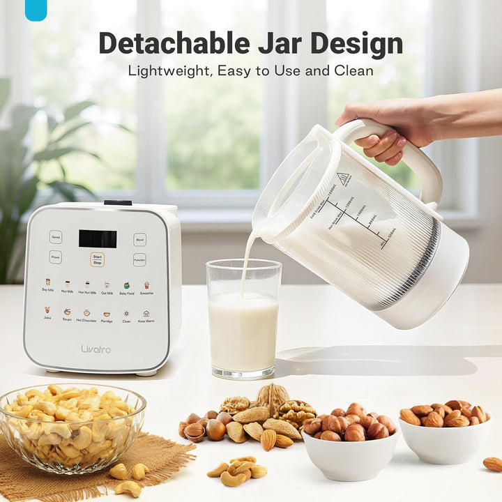Nussmilchbereiter 12‑in‑1,1.5 Lautomatischer Sojamilchmaker,abnehmbares Design,Mandel-/Hafermilch &