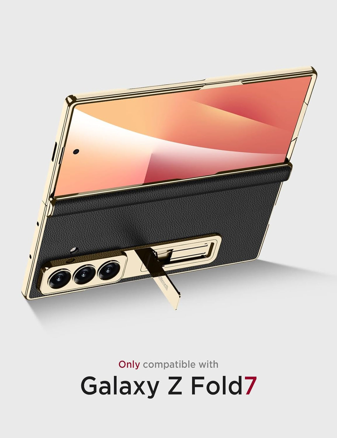 Miimall Lederhülle Kompatibel mit Samsung Galaxy Z Fold 7 Hülle mit Displayschutz+Scharnierschutz, S