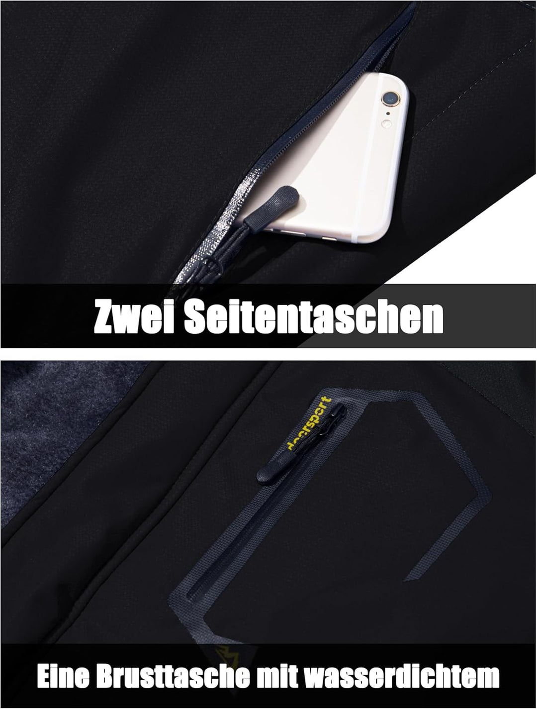 MAGCOMSEN Herren Winter Skijacke Fleece Gefüttert Jacke Outdoor Verdickt Softshelljacke Wasserdicht