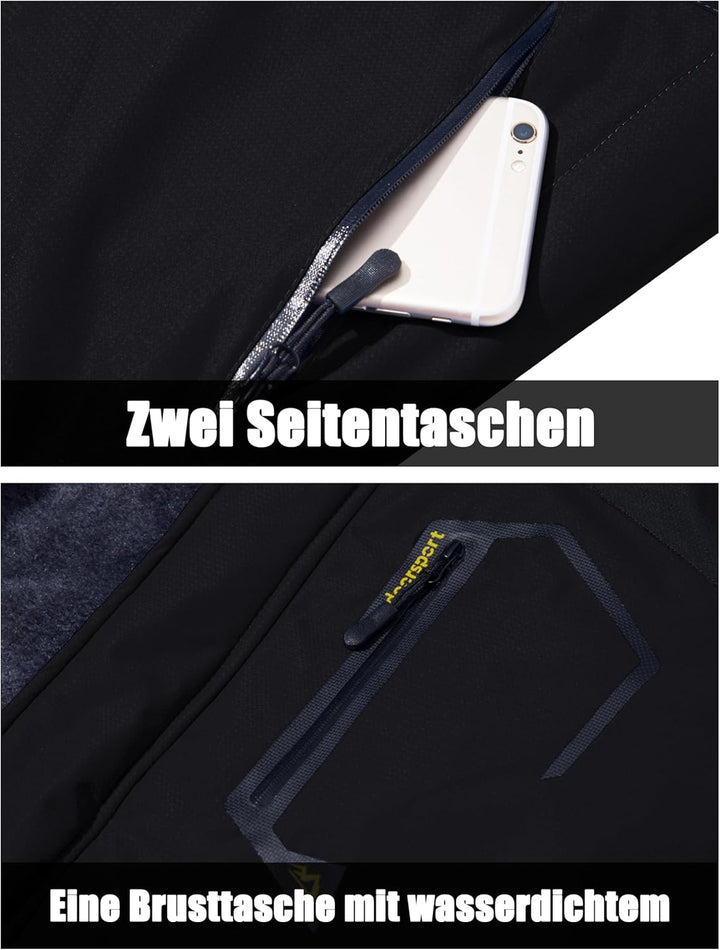 MAGCOMSEN Herren Winter Skijacke Fleece Gefüttert Jacke Outdoor Verdickt Softshelljacke Wasserdicht