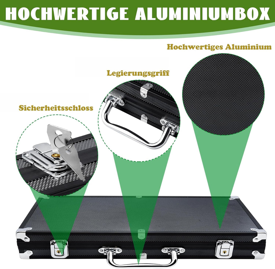 SUBTLETY Pokerkoffer Pokerset mit Aluminium Gehäuse 500 Laser Pokerchips Professionelle Poker Set in