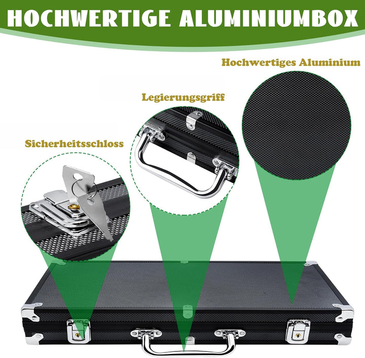 SUBTLETY Pokerkoffer Pokerset mit Aluminium Gehäuse 500 Laser Pokerchips Professionelle Poker Set in