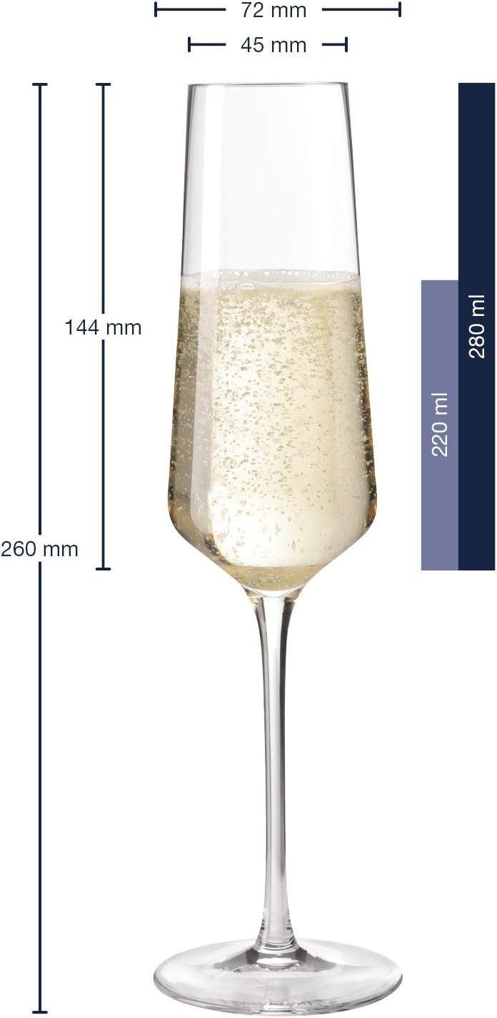 LEONARDO HOME PUCCINI Sektglas, Glas, klar, 6 Stück (1er Pack), 6 Sektgläser 280 ml, Sektgläser 280