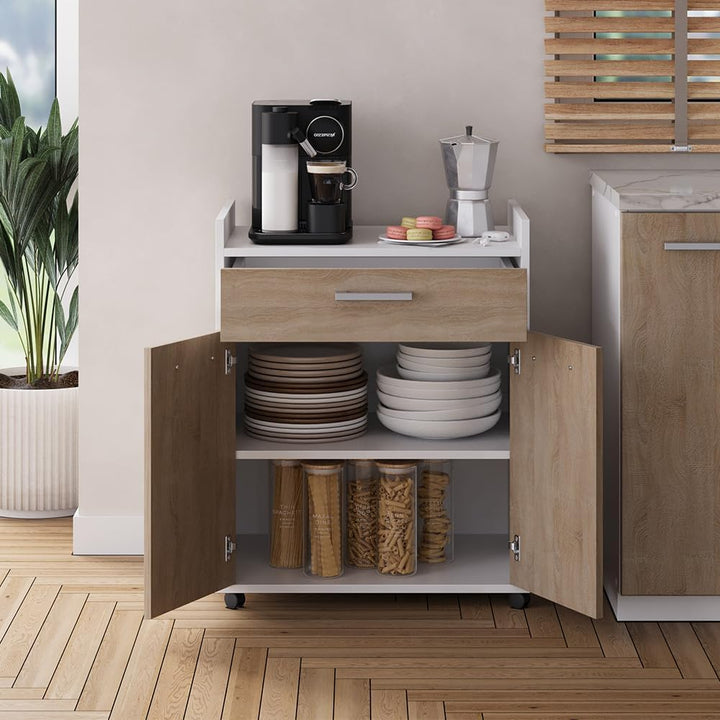 Vicco Rollcontainer Ansel, Weiss/Sonoma, 60 x 40 cm mit Schubladen, Weiß/Sonoma