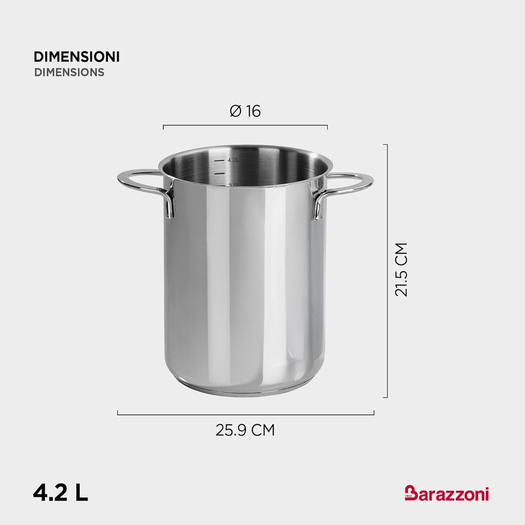 Barazzoni 487051016 Kochtopf für Gemüse mit Korb, Edelstahl, Grau, 23.1 x 31.5 x 15.5 cm Streuer und