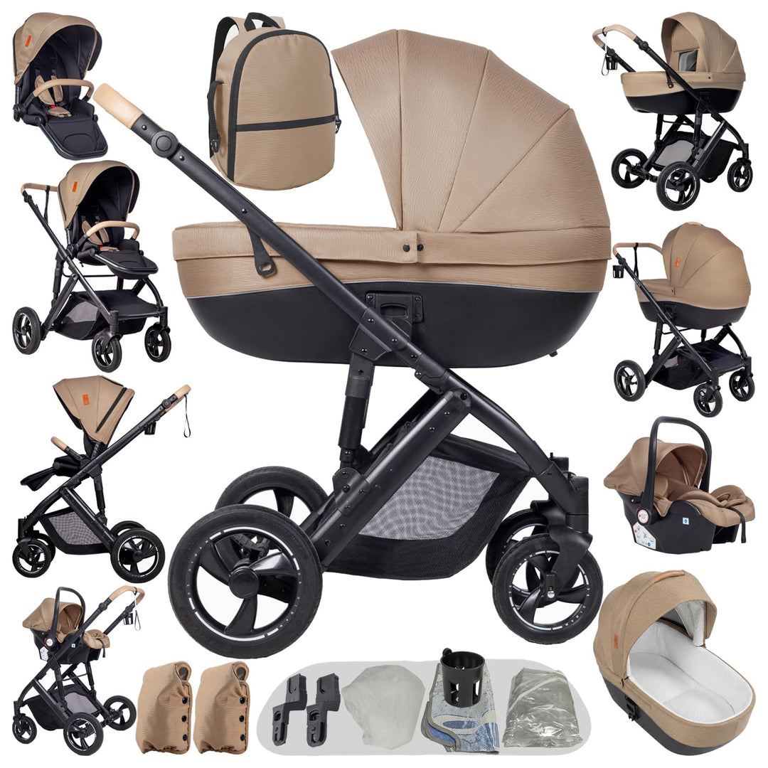 Kinderwagen 4 in 1, Buggy mit Umkehrbarem Zwei-Wege-Schub, Kinderwagen mit Faltbarem Tragbarem One-C