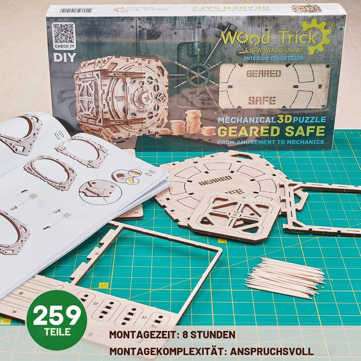 Wood Trick Safe Holzmodellbausatz für Erwachsene und Kinder - DIY Locker Puzzle Box mit Kombination