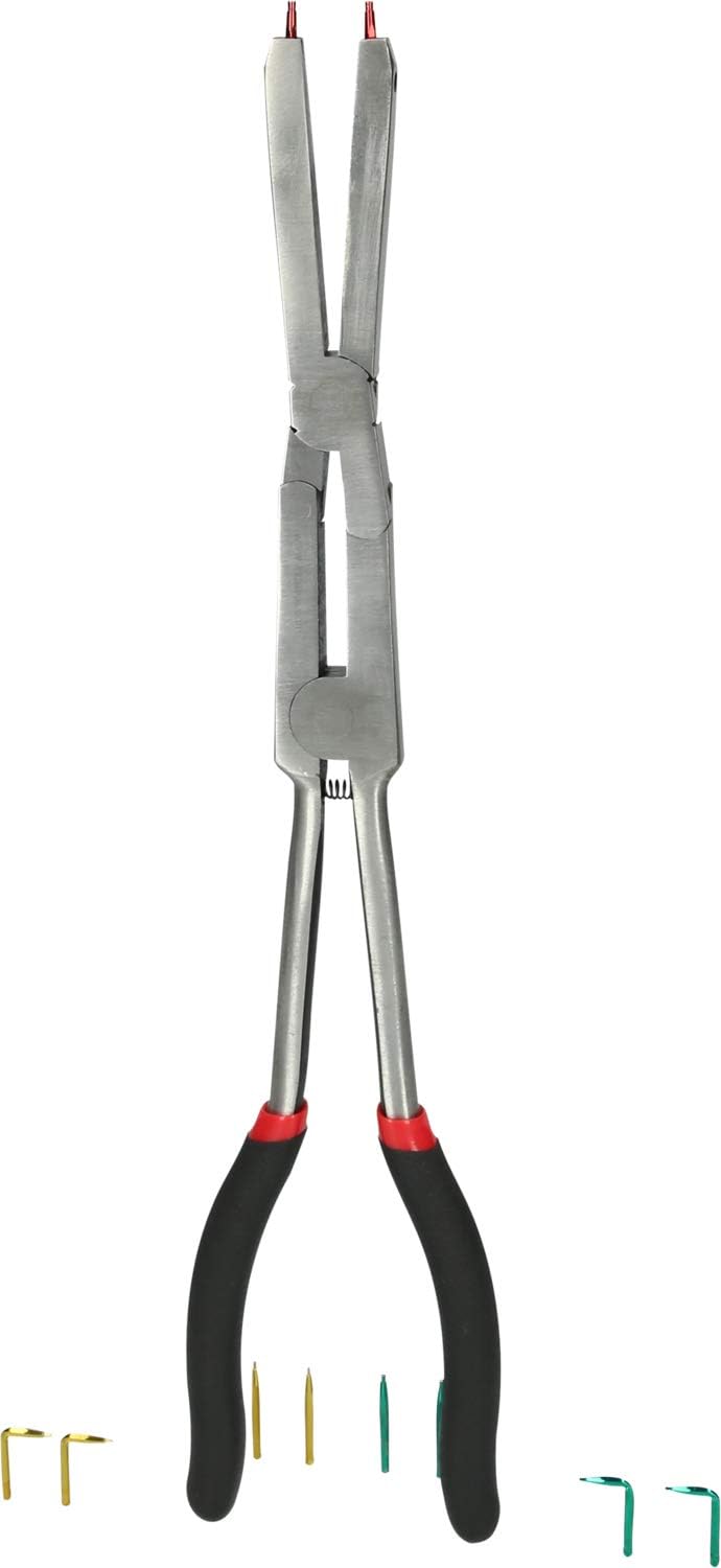 KS Tools 500.7035 Doppelgelenk-Sicherungszange für Aussensicherungsringe mit auswechselbaren Spitzen