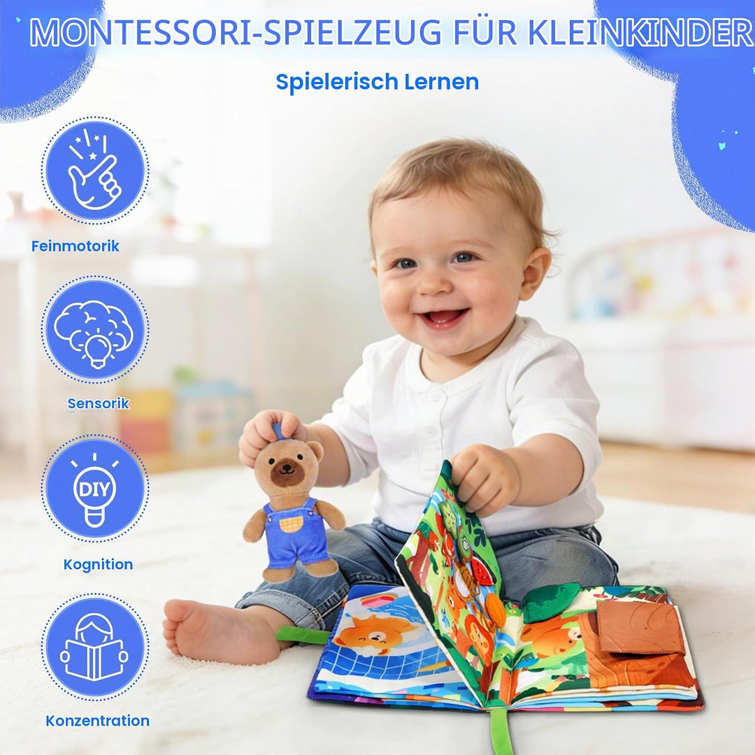 Esjay Busy Book für Kleinkinder ab 1 Jahr, Montessori Spielzeug Bär Busy Board, Activity Buch Quiet