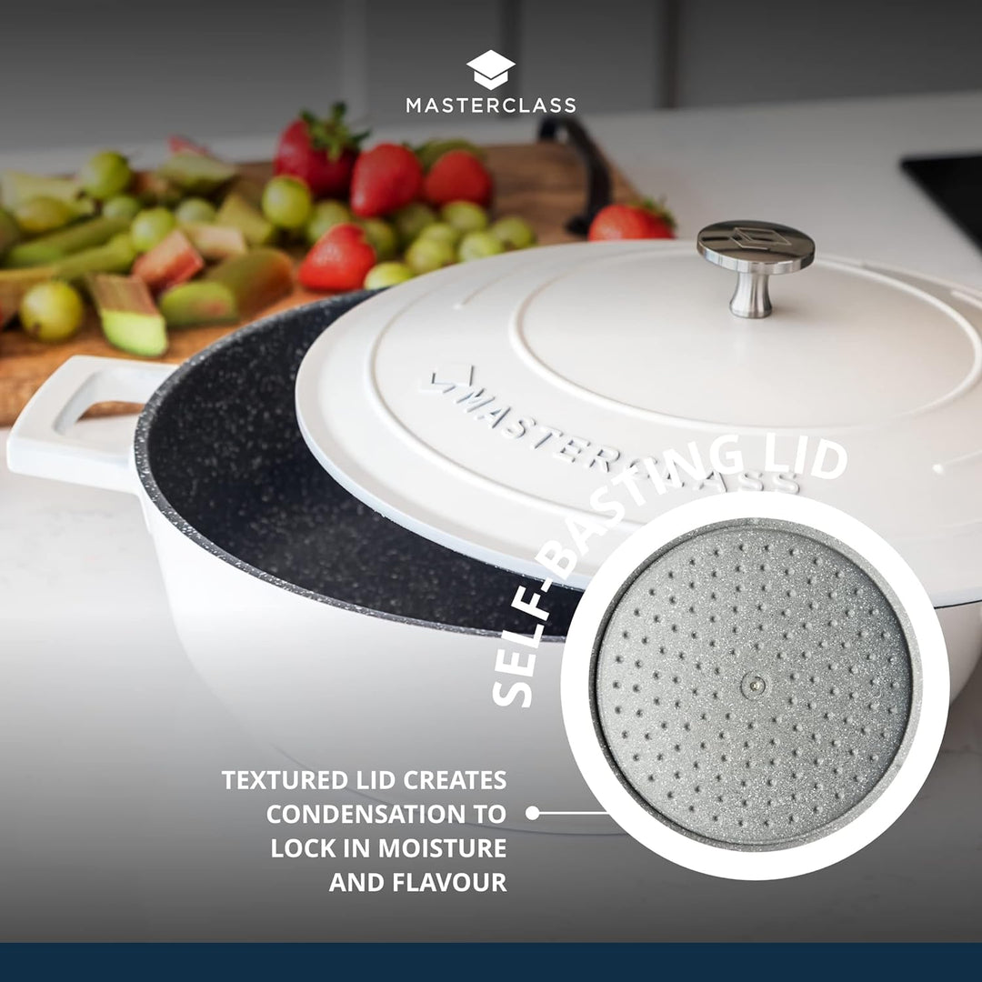 MasterClass Flache Auflaufform mit Deckel 4L/28 cm, leichter Aluminiumguss, induktions- und backofen