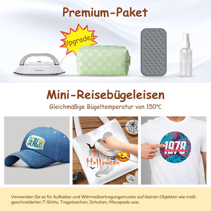 Newbealer Mini Reisebügeleisen mit umschaltbarer Spannung-220V/120V, Kompaktes Bügeleisen für Kleidu