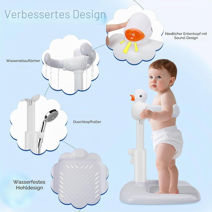 Baby Badewannenständer Duschständer Höhenverstellbar,Baby Dusche Ständer mit AntiRutsch-Basis,Stehhi