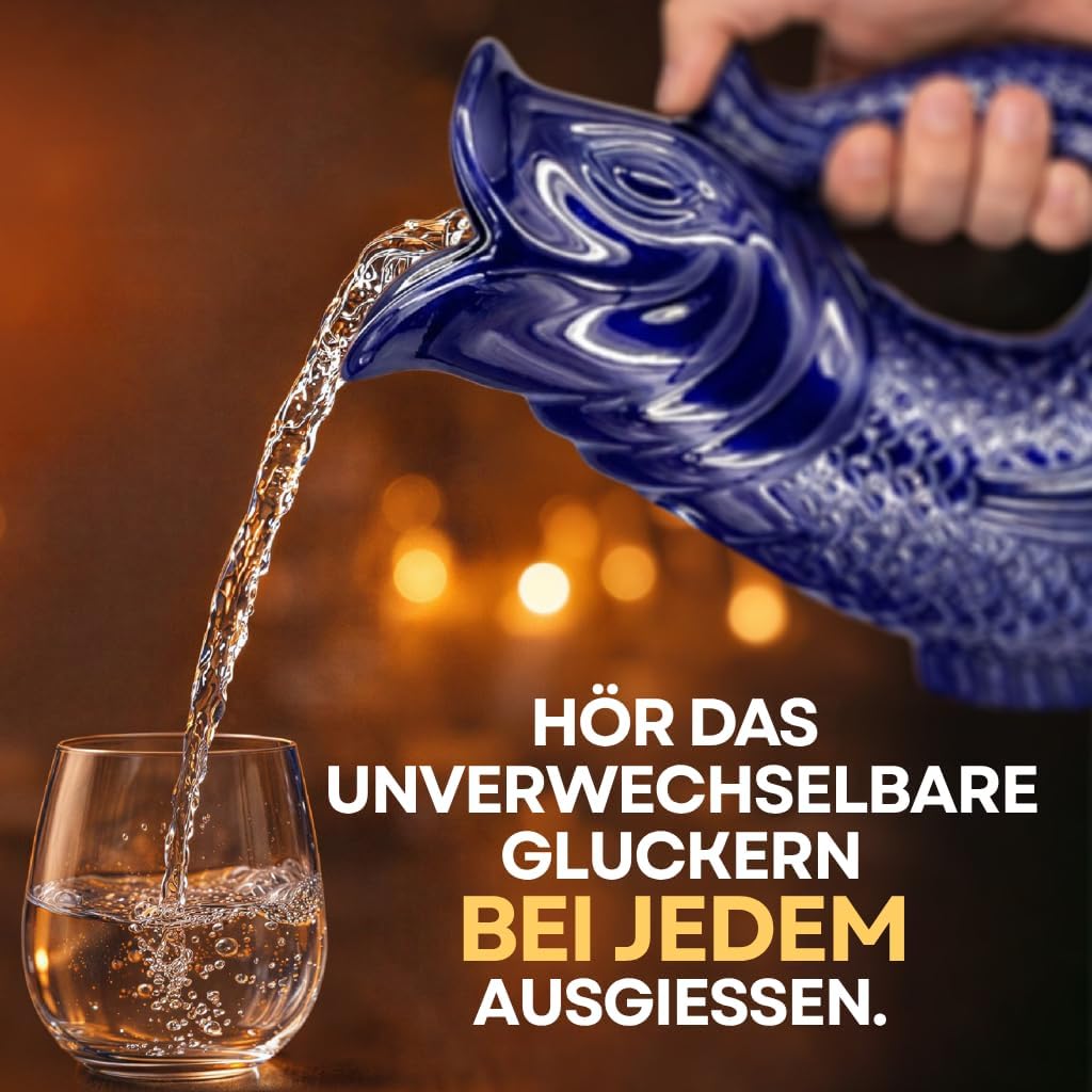 Bubble Jug | Wasserkaraffe | Keramikkrug in Fischform | 1,5 L | Ozeangrün Ozeangrün 1.5L, Ozeangrün