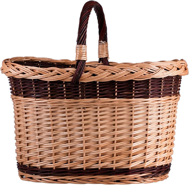 Grosser Vollweidener Kaminkorb/Gartenkorb, Kaminkorb aus ungeschälter Weide, Weidenkorb für Kaminhol