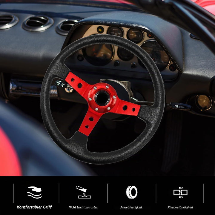 Acclcors Universal Rennlenkrad,Drifting Lenkrad, Gaming Lenkrad 13.6" 6 Schrauben Grip Vinyl Leder D