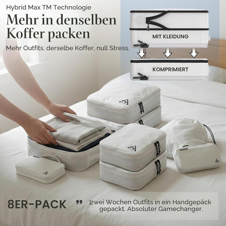 Deluxe Kompressions-Verpackungswürfel für Reisen, Platz maximieren im Gepäck, patentiertes HybridMax