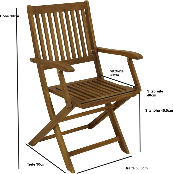 DEGAMO Gartenstuhl Klappstuhl Benita mit Armlehnen, Holz Akazie braun geölt, FSC®-Zertifiziert, Outd