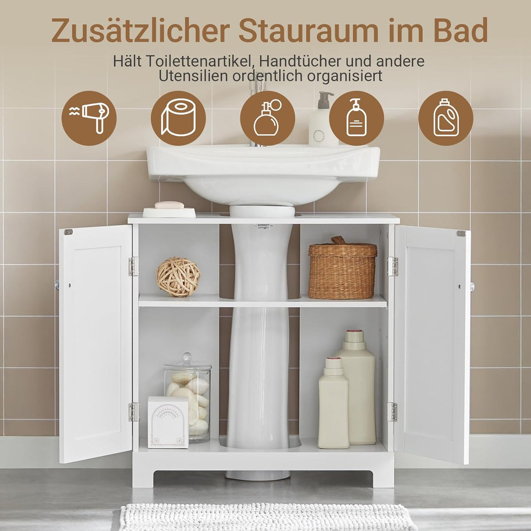 SoBuy BZR18-II-W Waschbeckenunterschrank Badschrank Waschtisch Unterschrank Badmöbel weiss BHT ca: 6