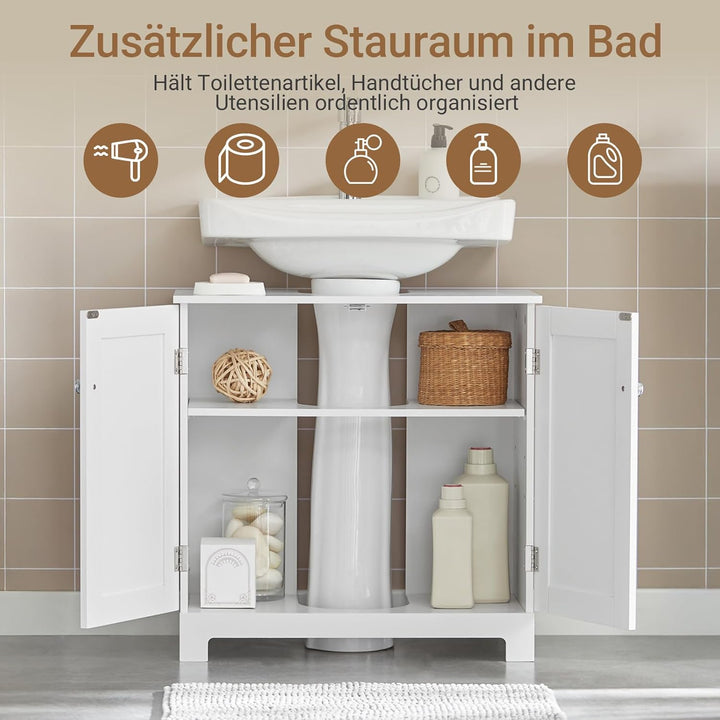 SoBuy BZR18-II-W Waschbeckenunterschrank Badschrank Waschtisch Unterschrank Badmöbel weiss BHT ca: 6