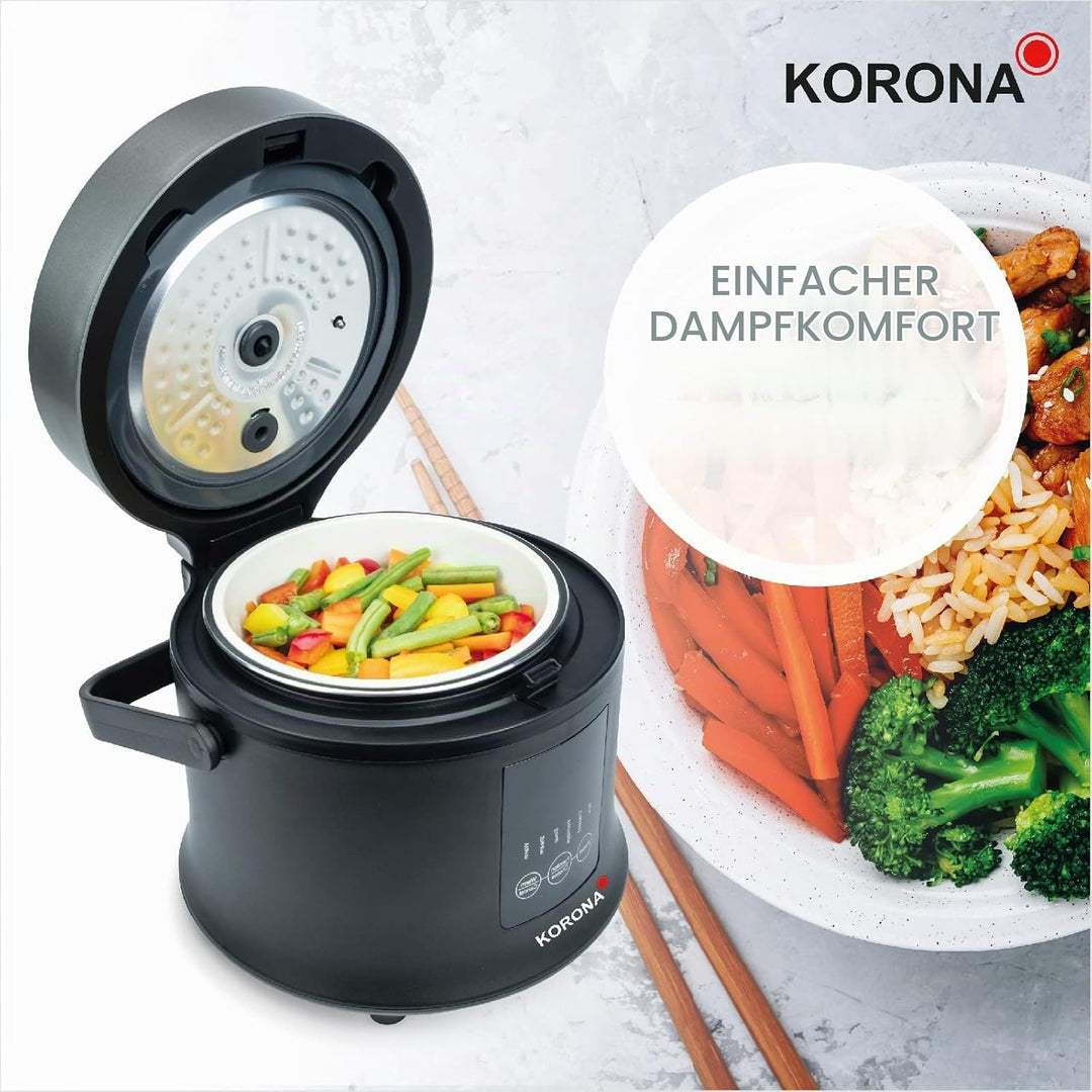 Korona 58011 Digitaler Reiskocher und Dampfgarer mit Warmhaltefunktion | Kochtopf herausnehmbar | LE