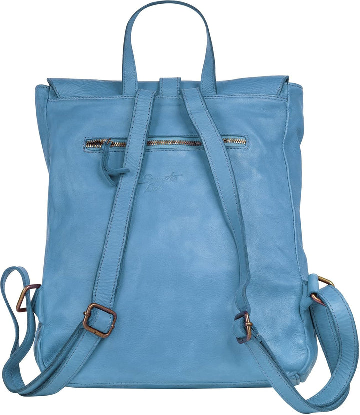 Samantha Look Rucksack Echt Leder Damen | | 021380 Blau, Blau