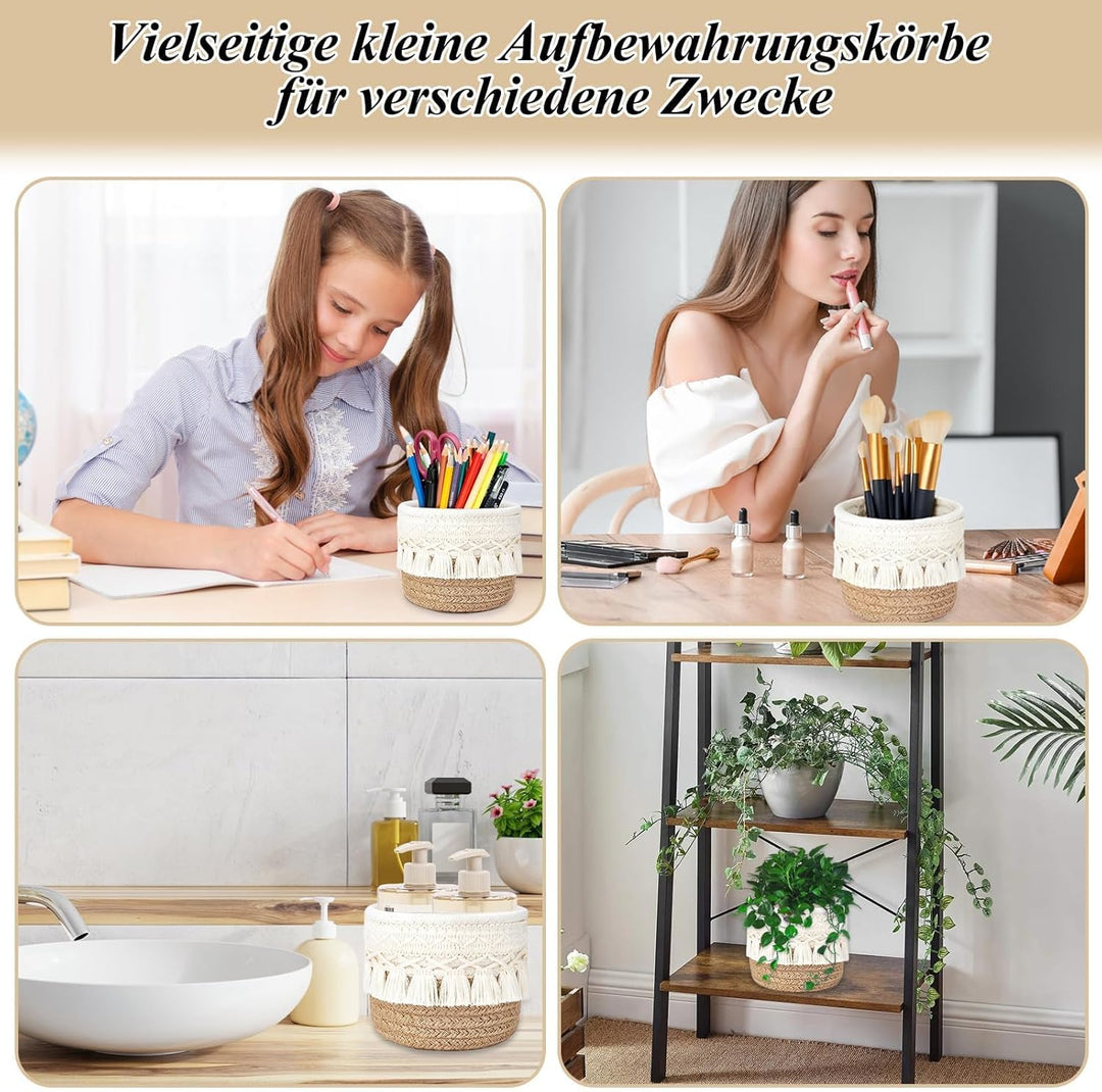 3 Stück Make up Pinselhalter,Aufbewahrungsbox Baumwoll Korb,Kammpinsel,Mini Aufbewahrungskorb,Aufbew