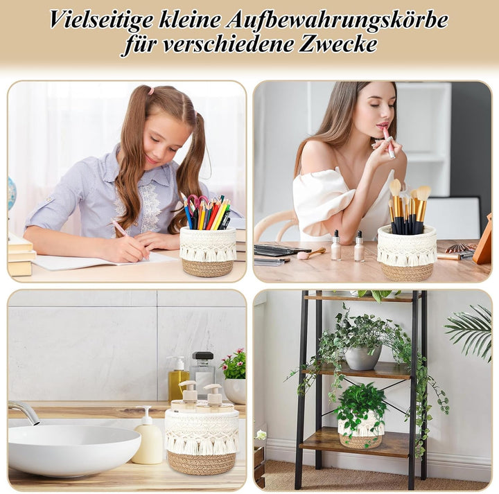 3 Stück Make up Pinselhalter,Aufbewahrungsbox Baumwoll Korb,Kammpinsel,Mini Aufbewahrungskorb,Aufbew