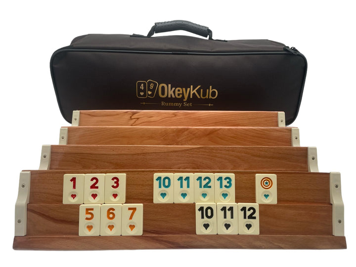 Holz Rummy Set mit Melamin Steine Echtholz Ahsap Okey Takimi