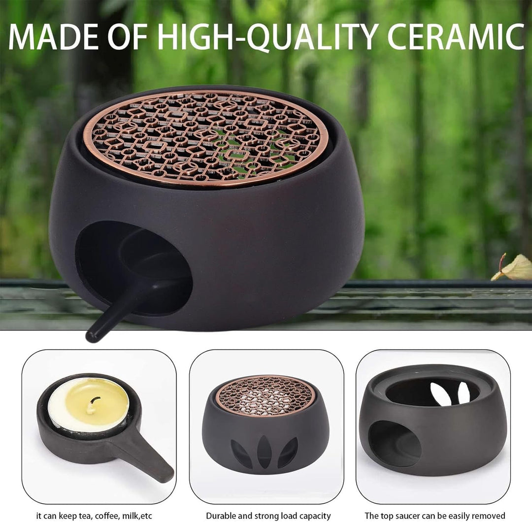 Keramik-Teekannenwärmer, Teelichtwärmer mit Eisenmatte und Kerzenhalter für Glas-Teekanne Universal-