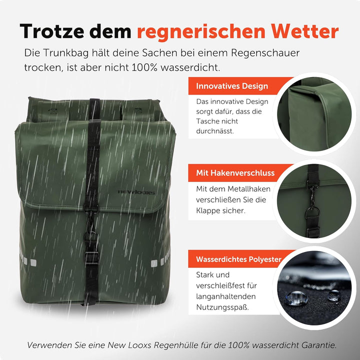 New Looxs Odense Double Dubbele Fietstas 39 Liter Green, 39 Liter Green