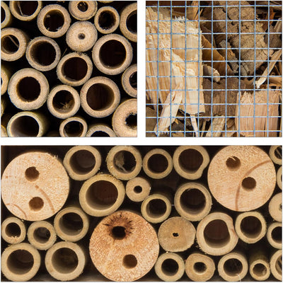 Relaxdays Insektenhotel gebrannt HBT 28,5 x 30 x 9 cm Bienenhotel aus Naturmaterialien als Unterschl