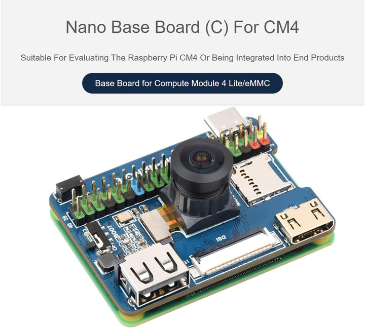 Nano Base Board (C) for Raspberry Pi Compute Module 4 Lite/EMMC, Same Size As The CM4,Standard CM4 S