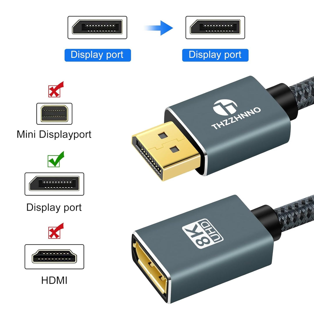 8K DisplayPort Verlängerungskabel 1,5M, DisplayPort 1.4 Stecker auf Buchse Kabel, DP auf DP Verlänge