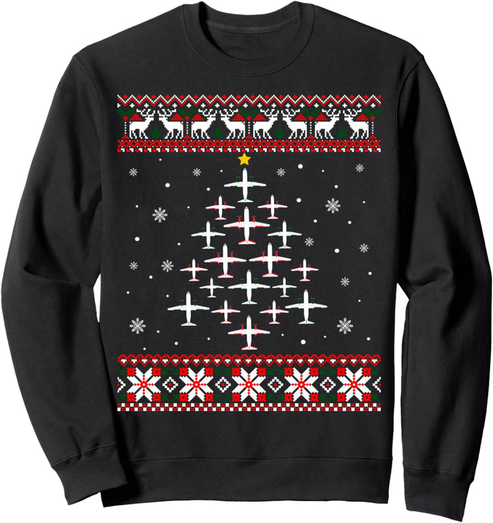 Lustiger Weihnachtspullover mit Flugzeug-Motiv Sweatshirt