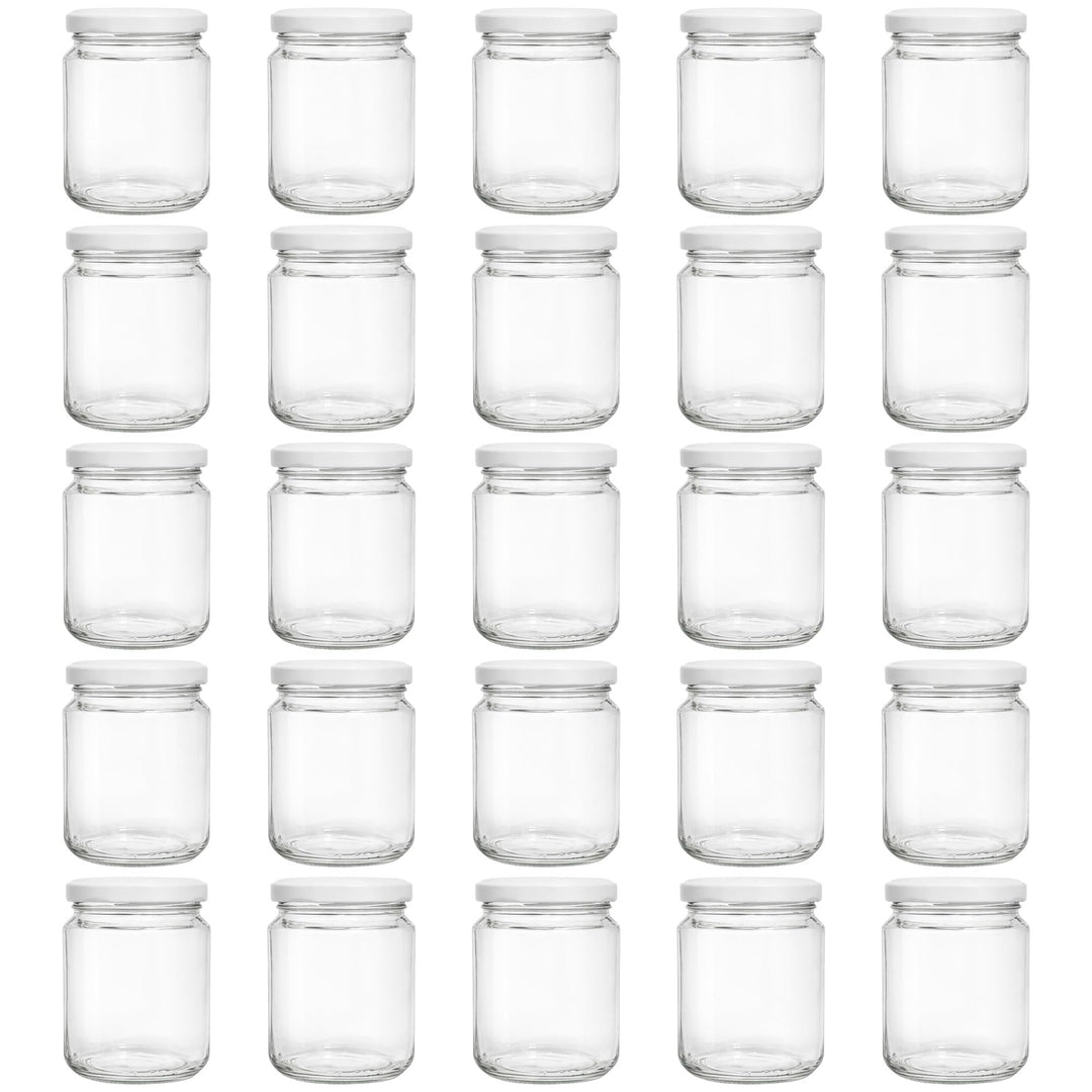 Vitrea 25x Marmeladengläser 275 ml - mit Deckel Weiss TO 66 - Einmachgläser zum befüllen mit Schraub