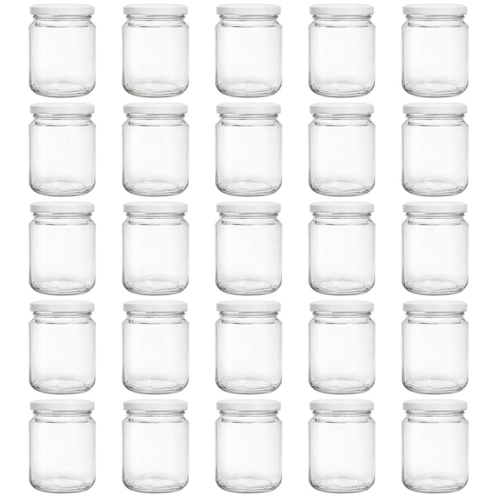 Vitrea 25x Marmeladengläser 275 ml - mit Deckel Weiss TO 66 - Einmachgläser zum befüllen mit Schraub