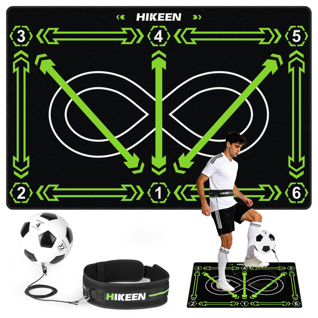 Hikeen Kicktrainer mit Fussball und geräuschlose Fussbalmatte zum verbessert Geschwindigkeit, Kraft