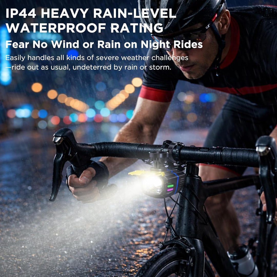 Fahrradlicht Set 1100Lux mit Funksteuerung, Fahrradbeleuchtung Set USB Aufladbar IP44 Wasserdicht Fa