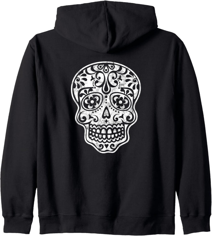 Totenkopf Mexikanisch Muster Mexiko Halloween Schädel Blumen Kapuzenjacke