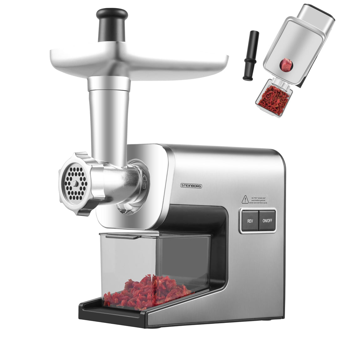 Steinborg ® Fleischwolf Elektrisch 2000W Max Power – Profi Hackfleischmaschine aus Edelstahl mit kra