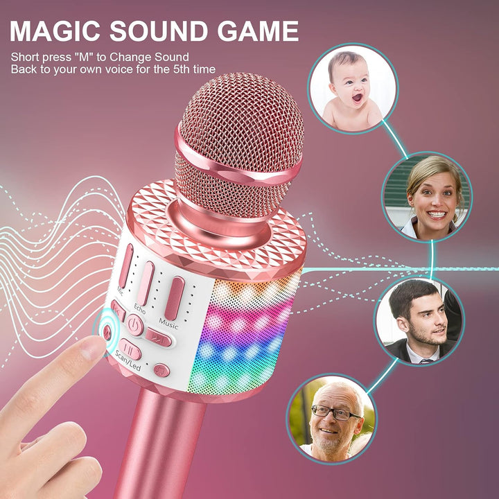 Karaoke Maschine Kinder mit 2 Mikrofon, Mini Karaoke Drahtlosen Mikrofon, Tragbares Bluetooth Lautsp