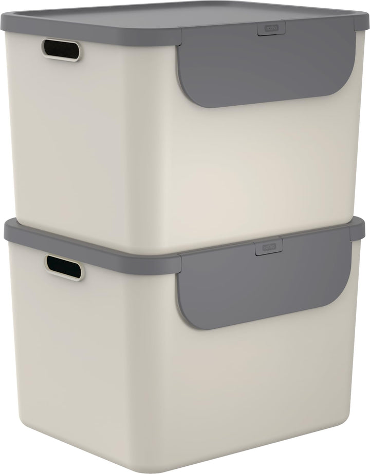 Rotho Albula 2er-Set Mülltrennungssystem 55l für die Küche, Kunststoff (PP) BPA-frei, 55l (52.3 x 40