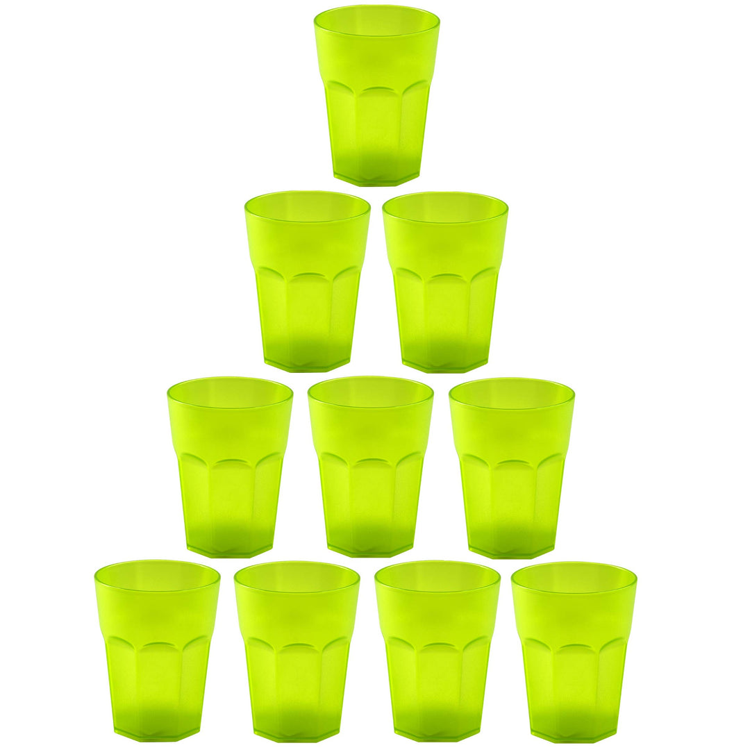 ENGELLAND - 10 x Plastikbecher, Trinkbecher, Grün, Cocktailbecher, 250 ml, mit Eichstrich, stapelbar