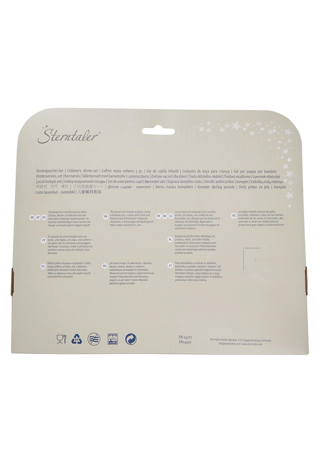 Sterntaler Geschirrset Fuchs Filou - 5-teilig - modische, eckige Form mit Druckmotiv - Teller, Schal