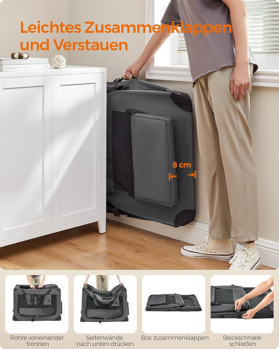 Feandrea Hundebox faltbar, Transportbox Hund, XXXL, Hundetasche, Oxford-Gewebe, Netzstoff, atmungsak